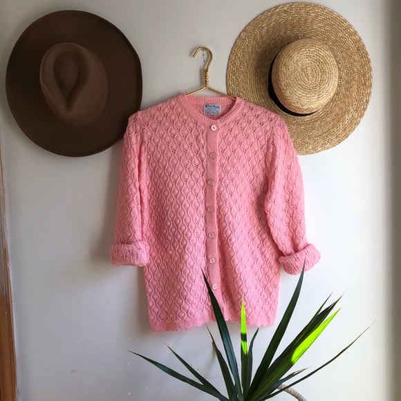 True Vintage pink cardigan sweater jumper - Picture 8 of 10